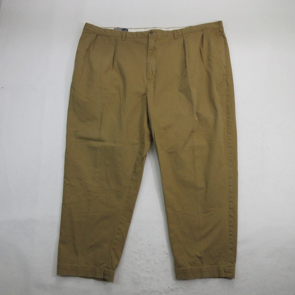 Polo Ralph Lauren Men Pants 52 Big & Tall Ethan Pleated Chino Beige Cotton